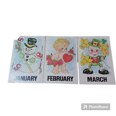  Atrelle Dill Roberta Ross Vintage Poster Jan Feb Mar Valentines St Patricks VTG