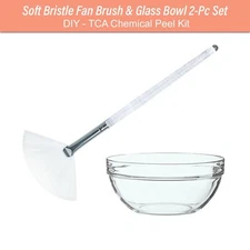 2-Pc Set Mask Fan Brush, Glass Mixing Bowl Facial Chemical Peel (SB031-JB3813)