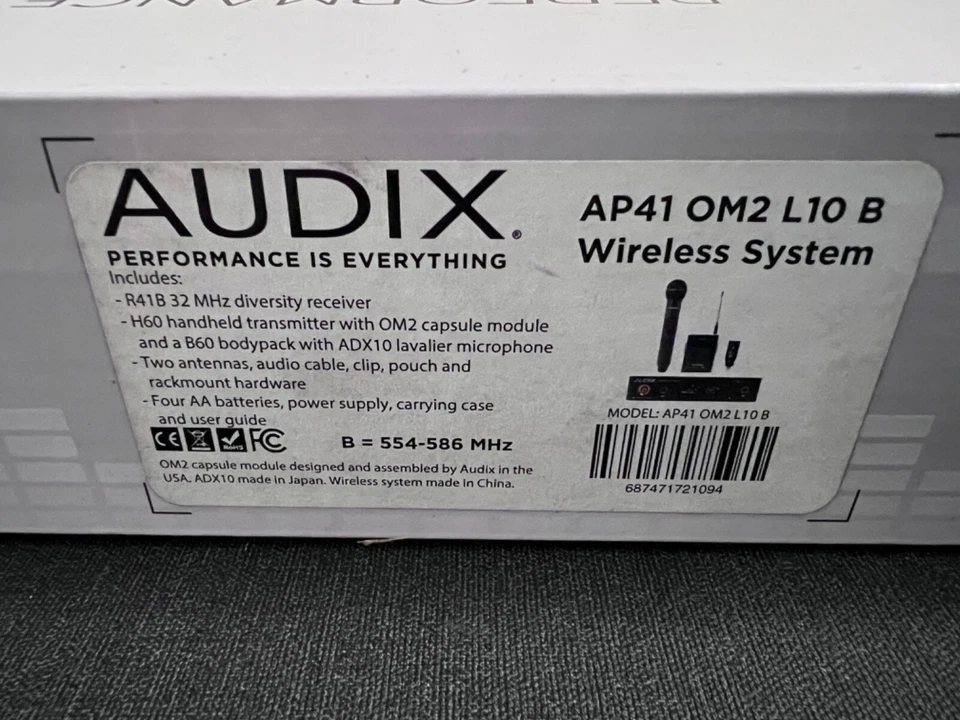 New Audix AP41 OM2 L10 B Wireless Microphone System Lavalier 554-586MHz - Image 2 of 2