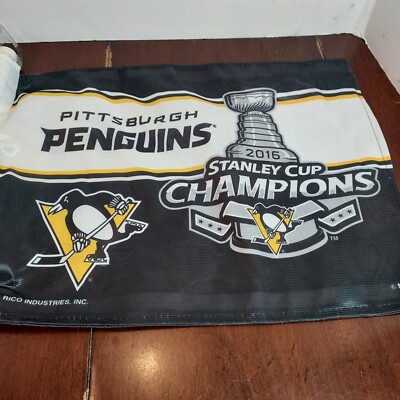 NHL Pittsburgh Penguins Hockey 2016 Stanley Cup Car Flag Black