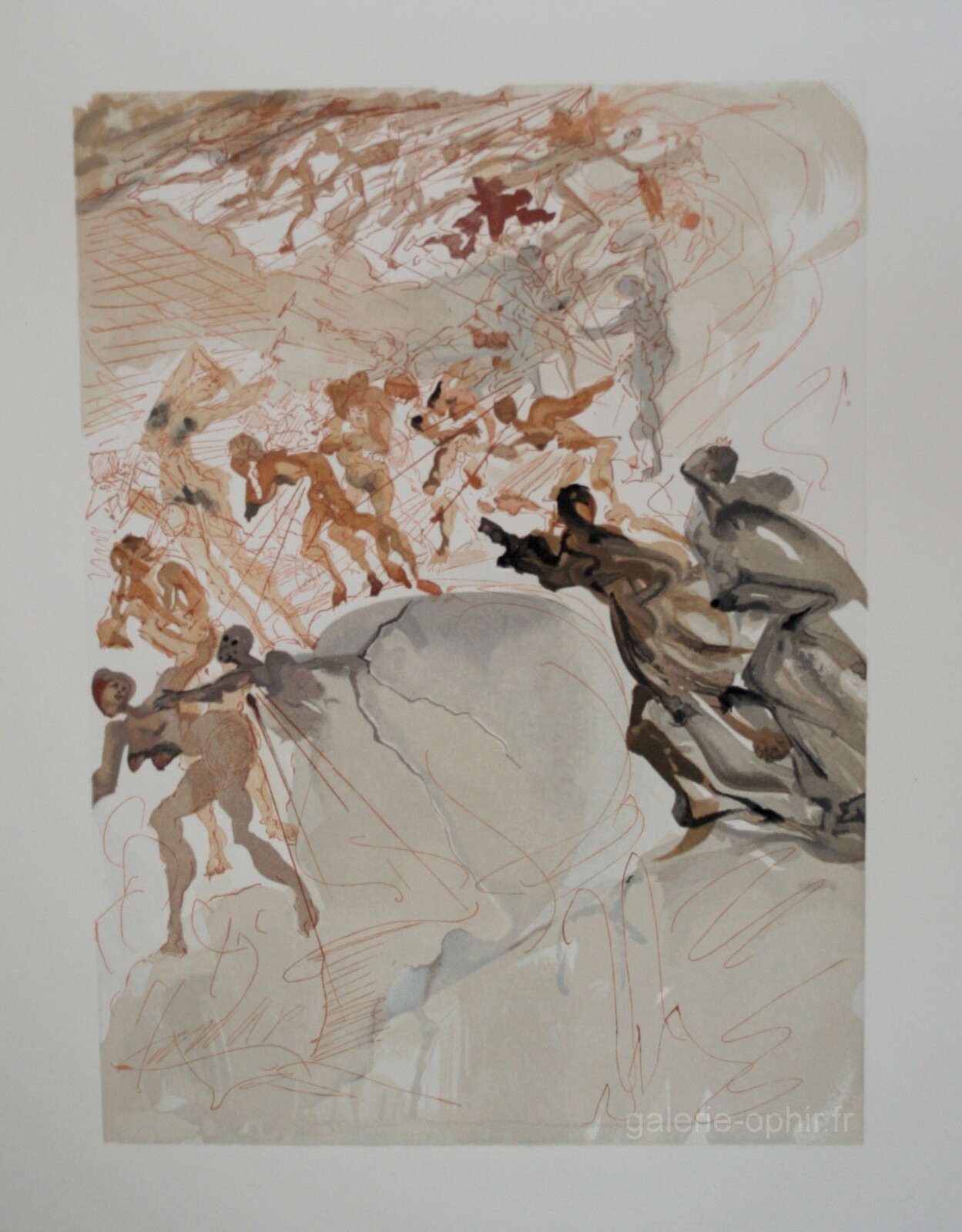 Salvador dali - Stampa - Legno Inciso - La Lussuria, La Divina Commedia Di Dante