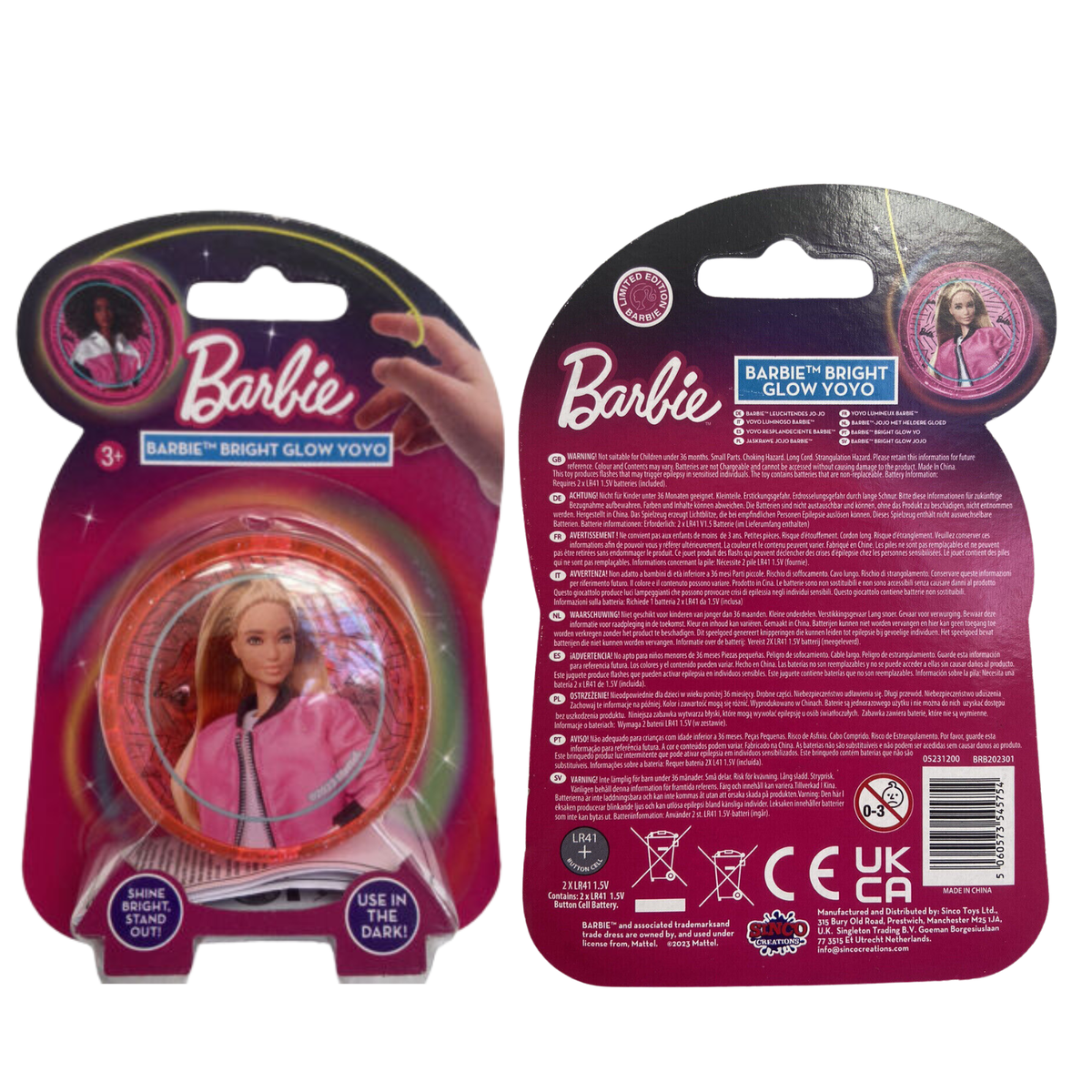 Barbie Bright Glow Yo Yo Pink Light Up Ball Led Lights Party
