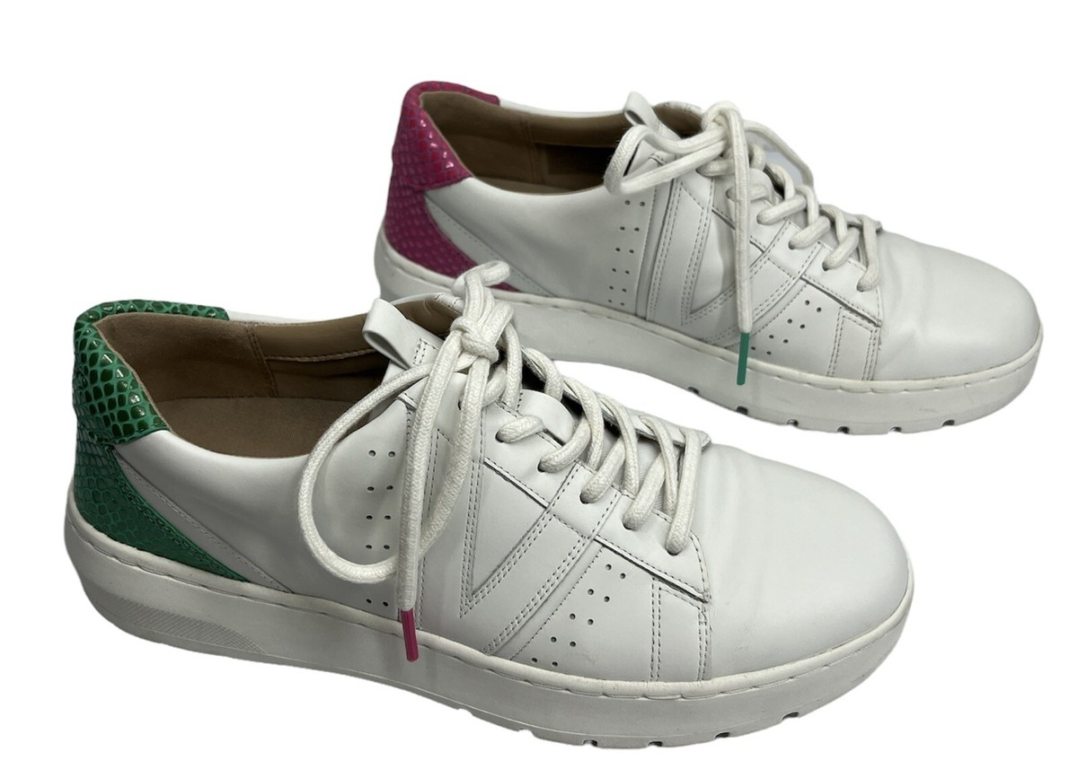 Womens VIONIC White Abyss Simasa Leather Lizard Lace Up Sneaker