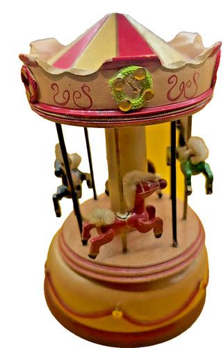 Vintage Carousel Merry-Go-Round Music Box Hand Carved All Wood 1970s - Picture 3 of 5