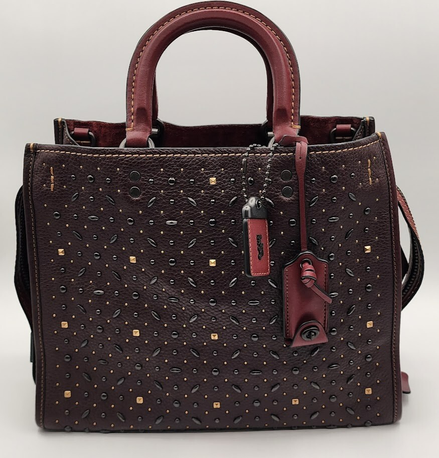 Coach 1941 Prairie Rivets Rogue 30 Oxblood Satchel Bag Top Handle