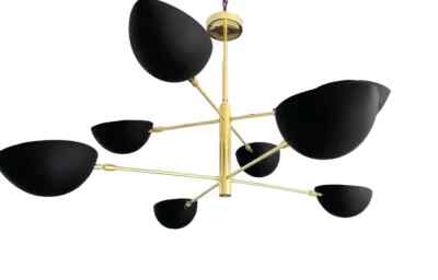Modern Shades Light Polished Brass Finish Sputnik 8 Arms Chandelier Pendant