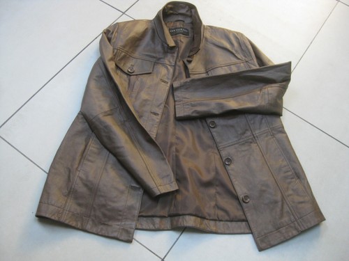 CENTIGRADE LEATHER TRUCKER JACKET 12 10 small BIKER COAT hand washable - Picture 12 of 20