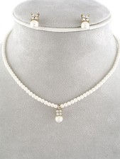 Gift Boxed Child's Kids Faux White Pearl Drop Necklace Wedding Set
