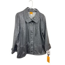 Ruby Rd Womens XL Grey Silver Foil Leopard Pr...