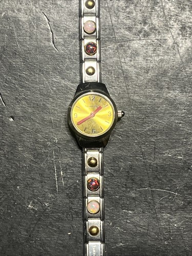 Vintage NOMINATION Watch With Red And White Opals Charms Bracelet  Needs Battery