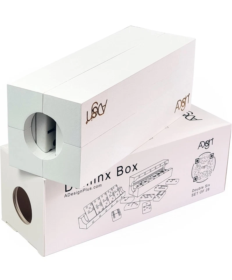 Domino Game Set of 28 | Double 6s | Multiuse Box | Trays | White Tactile Plastic - Image 3 of 4