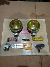 New 60s 70s Vintage Aris Gt Round Fog Light Wmount Amber Lens Made In Japan