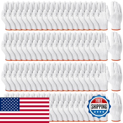 Sureio 200 Pairs Cotton Work Gloves For Men Bbq Cotton Liners Knit Polyester