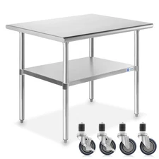 OPEN BOX - Stainless Steel 24" x 36" NSF Commercial Kitchen Prep Table w Casters
