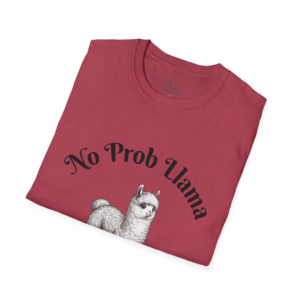 Funny No Prob Llama Unisex Softstyle T-Shirt, Funny Animal Pun Tee ...