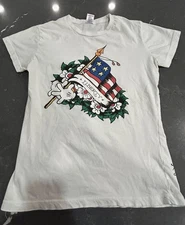 Ed Hardy Womens Vintage White Liberty Patriotic Shirt Medium