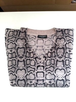REPEAT CASHMERE Pullover 100% Kaschmir Gr. 36 Rosé Rosa Grau Tier Python Muster