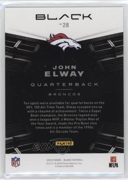 2020 Panini Black Silver /99 John Elway #28 HOF - Image 2 of 2