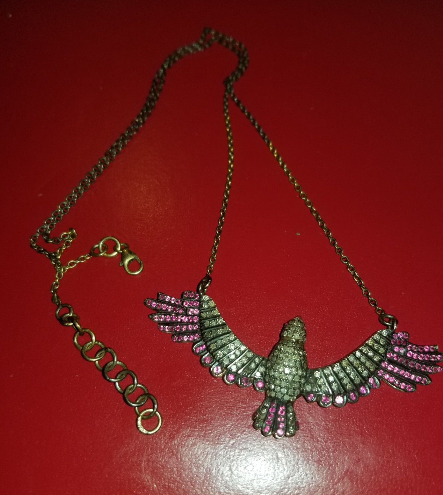 Stunning Soaring Bird Diamond Ruby Gold Plated 92… - image 14