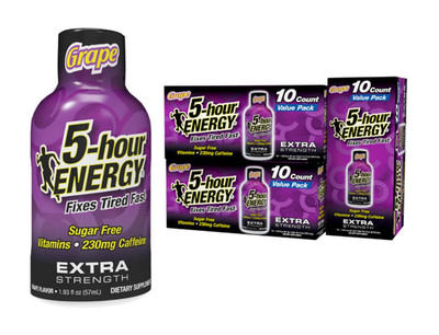 5-hour ENERGY Extra Strength Grape Energy Shots, Zero Sugar, 30 Count Pack