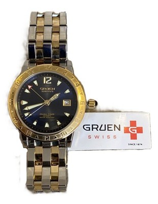 Gruen Swiss Dual-Time Diver GSM007 Mens Wristwatch, Jeweled
