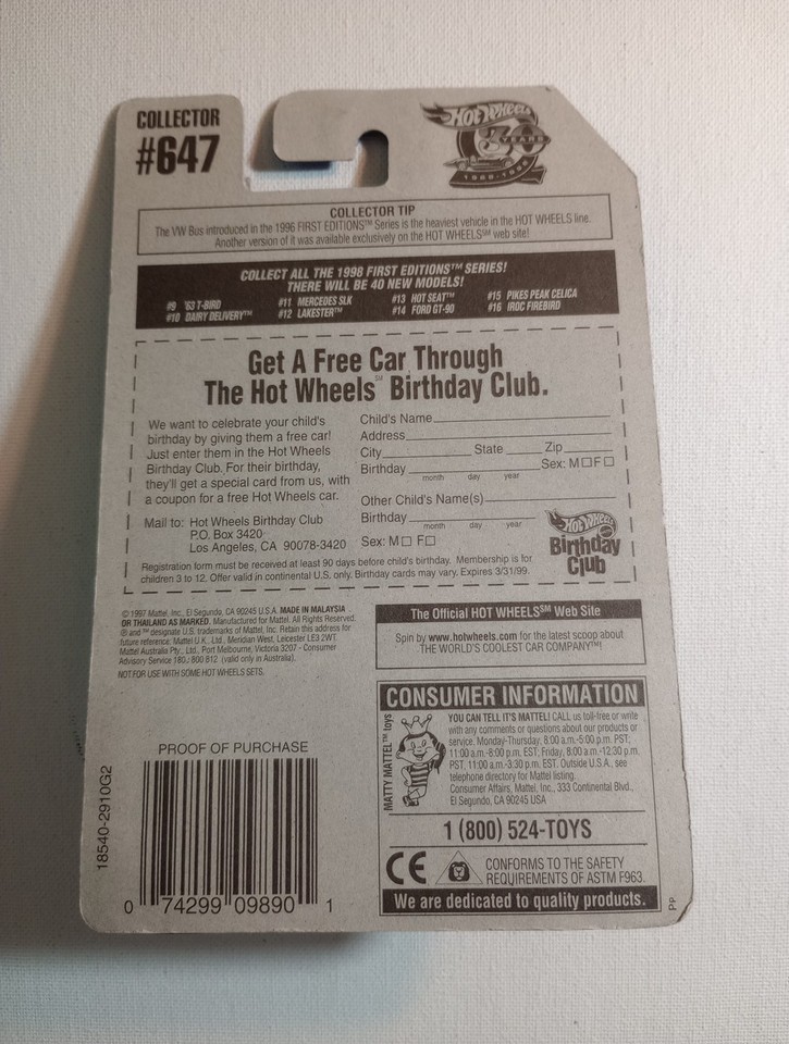 1998 Hot Wheels #647 Lakester First Editions 12/40 sp5 wheels SEALED | eBay