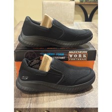 Skechers Work Squad SR-Urgran Mens 10 Black Slip Resistant Shoes 200273/BLK