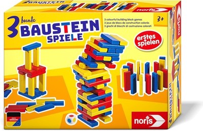 Noris 606012165   Bunte Baustein-Spiele (Bauklötze ab 3 Jahre) - Wackel-Turm