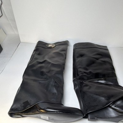 Demonia Black Knee High Riding Boots Buckle Pull On Round Toe Women s 8 