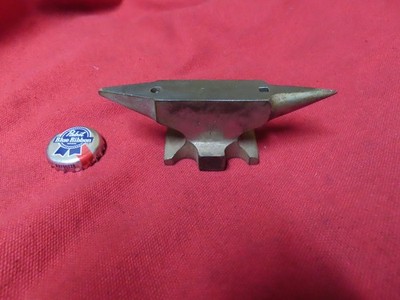 Vtg Scarce Mini Anvil,Double Horn Salesman,Unmarked,Nickeled,Hardy holes