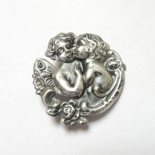Antique Hatpin Sterling Silver Cherubs
