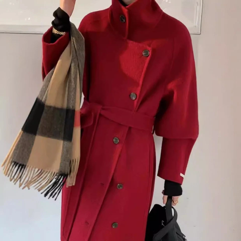 Nuevo abrigo Max Mara para mujer cuello alto hebilla lateral doble cara lana cachemir Foto 3 de 4