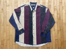 Vintage Wrangler Brushpopper Shirt Mens 19x36 Big Striped X-Long Tails Western