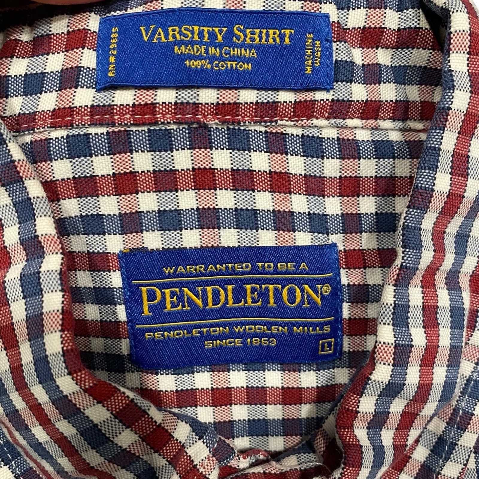 Pendleton Long Sleeve Button Up Varsity Shirt Men… - image 2