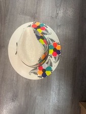 Hand Painted Mexican Artisan Floral Straw Fedora Hat