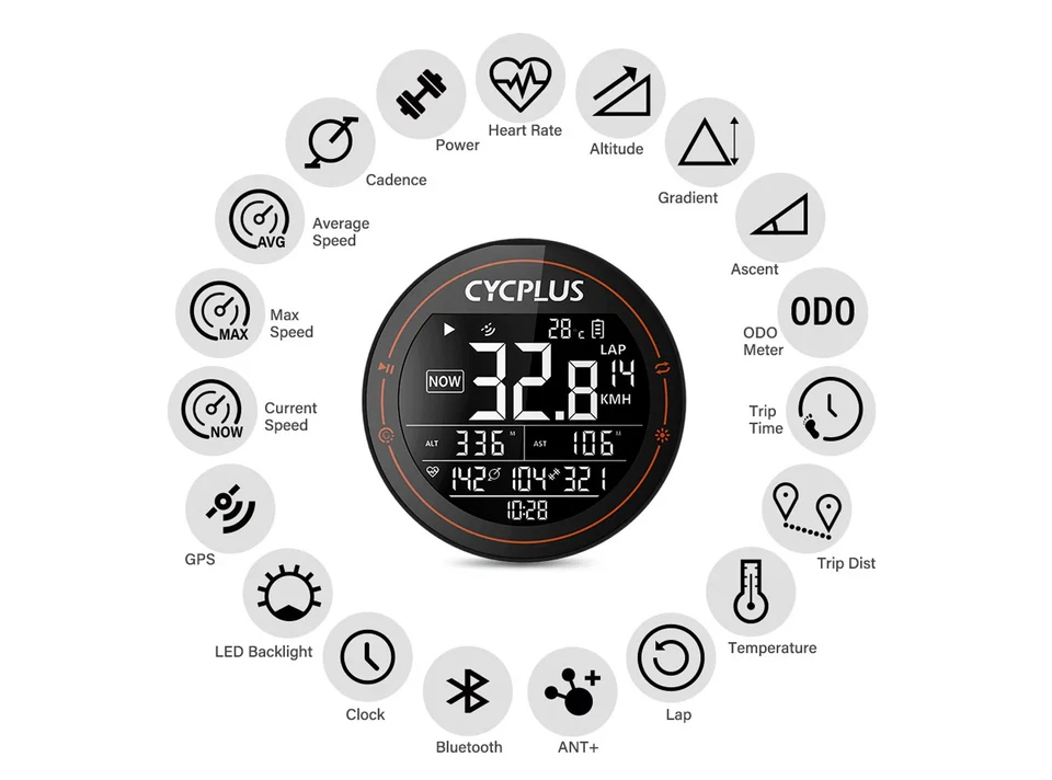Computer Bicicletta GPS Wireless ANT+ Bluetooth IPX6 Tachimetro Contachilometri - Immagine 3 di 4