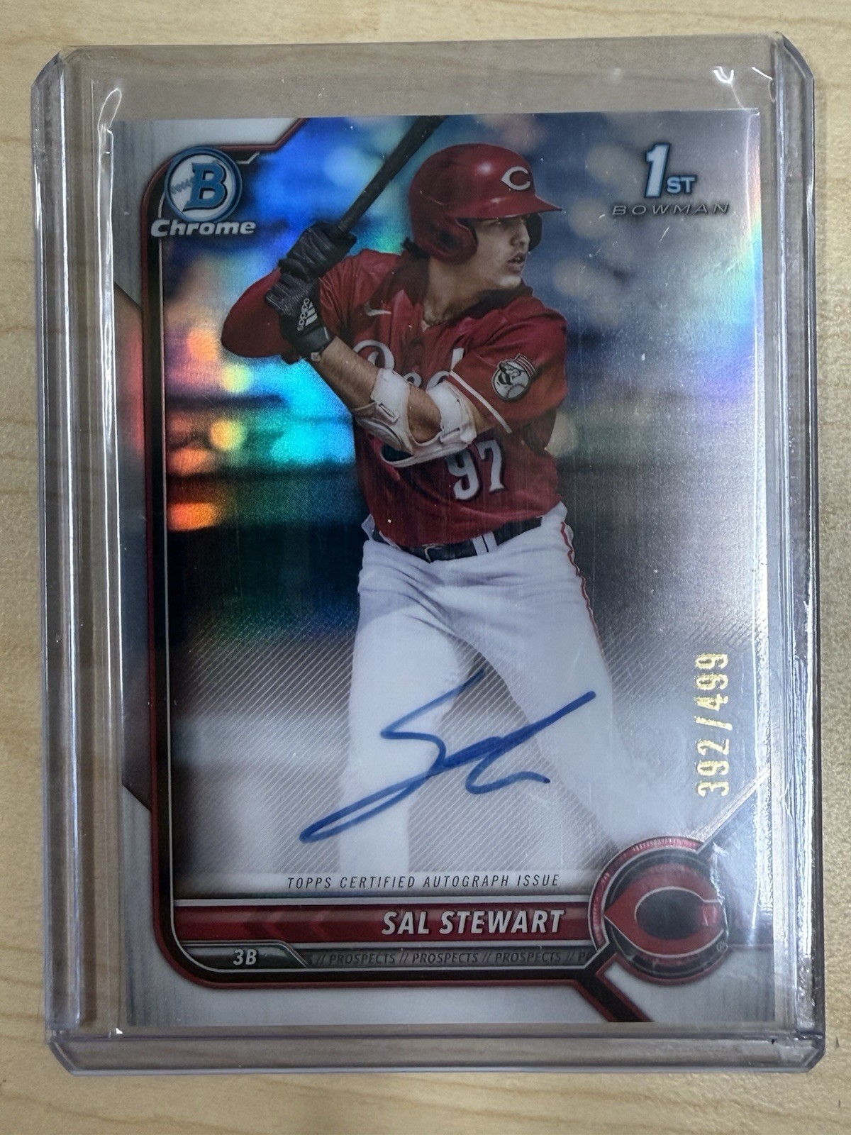 Sal Stewart 2022 Bowman Chrome 1st Bowman Refractor Autograph Auto /499 Reds