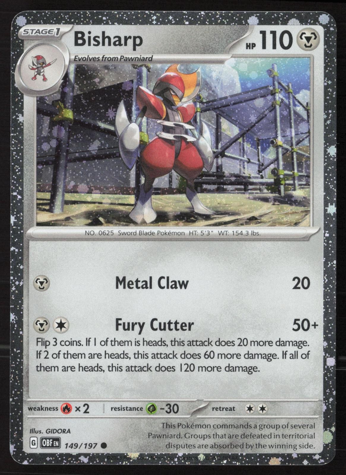 Bisharp 149/197 Cosmos holo Obsidian Flames Pokemon Near Mint