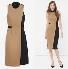 White House Black Market Mock Neck Color block Wrap Sheath Dress Size 00/XXS