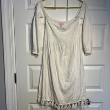 NEW Lilly Pulitzer Womens White Trina Beach Off the Shoulder Shift Dress Small