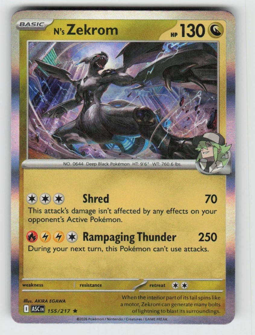 Holo N's Zekrom 155/217 Rare Ascended Heroes Near Mint
