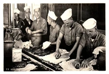 Vintage RPPC Postcard US Navy sailors wash day laundry training WWII era