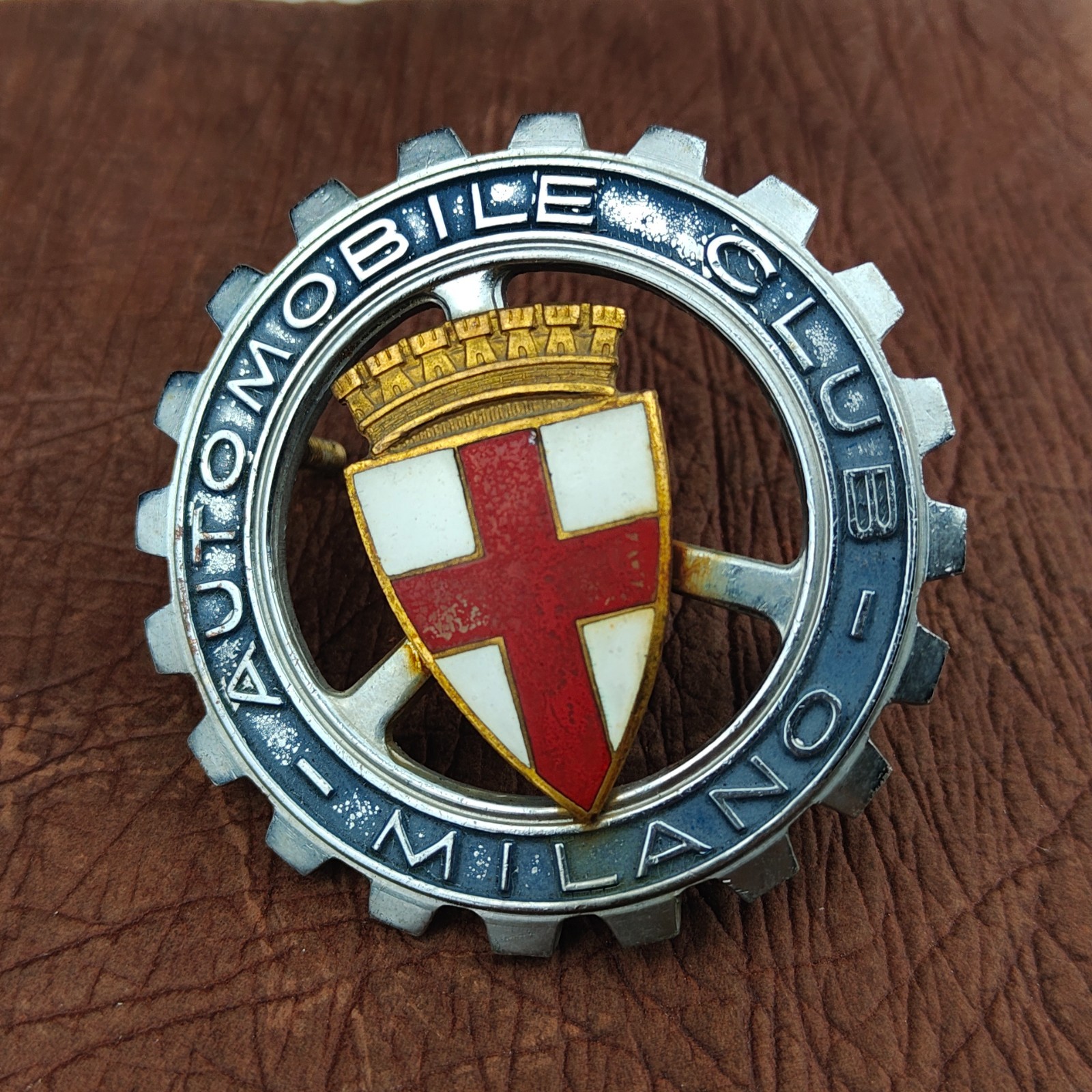 Stemma AUTOMOBILE CLUB MILANO Car Badge Vintage Calandra Fregio ACM d'Epoca