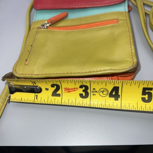 ILI Genuine Leather Organizer on A String Crossbody Color Block GRFID Bag - Picture 3 of 7