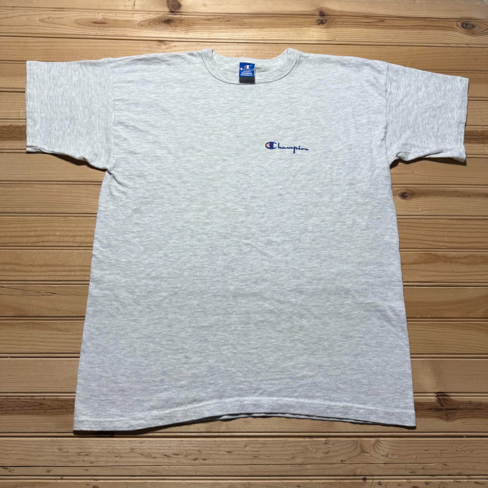 Vintage 90s Champion Script Embroidered Logo Heather T-Shirt USA Made Men's - XL
