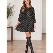 Old navy women's Black Printed A-Line Dress - Women's Casual Fit -med