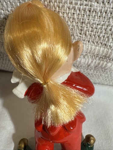 ¡Par De Figuras Napco Pixie Elfo Niña y Niño Navidad Años 60 De Colección con Pelo! X-7591 - Imagen 12 de 24