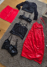 Dessousset, L/XL, teils neu, Rock, Kleid, Lack, rot, schwarz