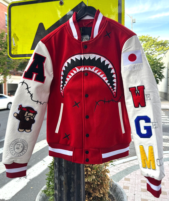 BAPE STYLE VARSITY JACKET APE CLASSIC WOOL LEATHER ROBERT PHILLIPE