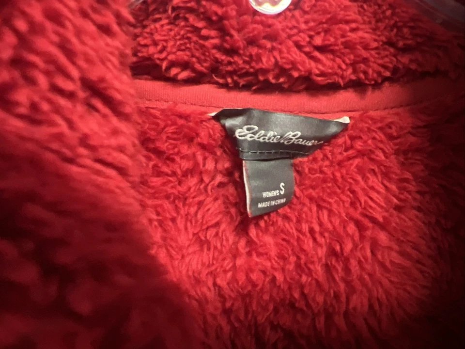 Eddie Bauer Women's Quest Plush Fleece 1/4 Zip Jacket Port size S Scarlet NWT - Image 3 of 4